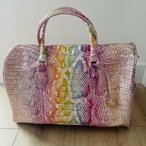 BRAHMIN Melbourne Collection Spencer Rainbow Snake Print Weekender Bag